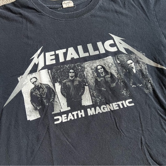VTG Metallica Death Magnetic World Tour T Shirt Men’s Sz M Black Double Sided - Picture 3 of 10